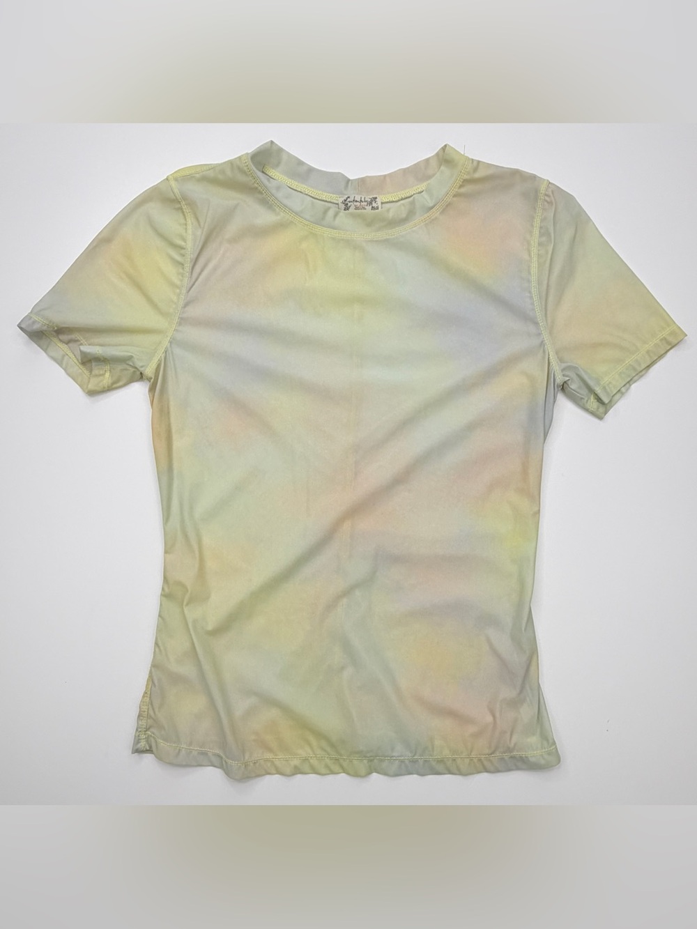 Intimately Free People Semi-Sheer Pastel Tie-Dye/Watercolor Short Sleeve Top S